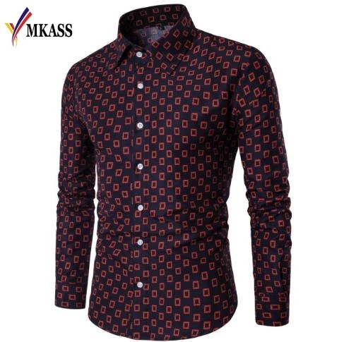 2017 Autumn Winter Men Casual Shirts Fashion Long Sleeve Brand Formal Business Polka Dot Floral Men Dress Shirt camisa masculina
