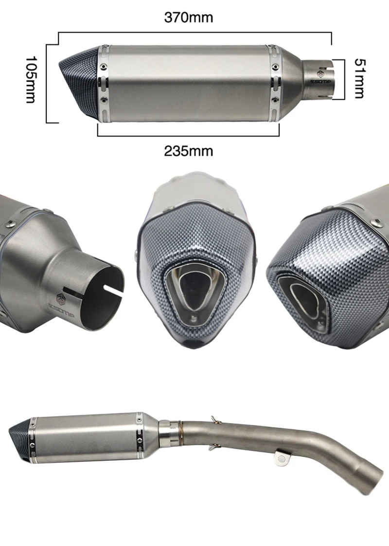 ZS гоночный 51 мм мотоцикл Akrapovic выхлопная труба с глушителем мото велосипедный горшок Escape для Yamaha Honda KTM Kawasaki Ducati Slip-on