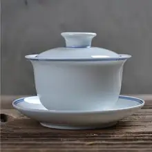 Ручная роспись двухлинейный gaiwan набор из трех предметов чая или черная грубая керамика пигментированный элегантный Улун чайный инструмент