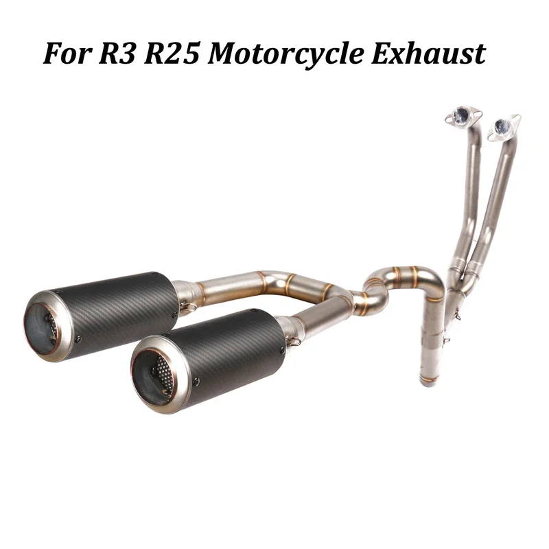 Slip on For Yamaha R25 R3 Full Motorcycle Exhaust System Double Muffler Modified With Front Middle Stainless Steel Link Pipe