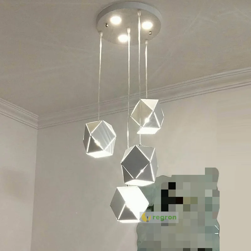 

Modern white Suspension Luminaire Restaurant lights Bar Dining room home Geometric iron pendant lamp lighting Free shipping