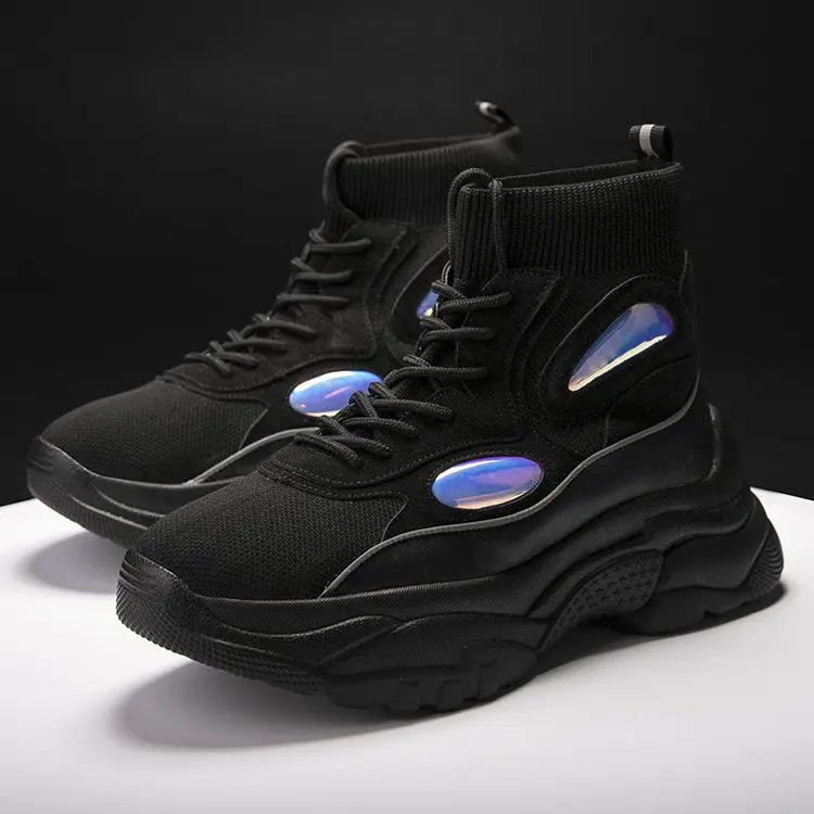 Мужские ботинки; мужские ботильоны на платформе; Botines Hombre Tenis Masculino Adulto; Мужская обувь; Basket Homme Erkek Ayakkabi - Цвет: Черный
