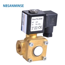 NBSANMINSE 1-1/4 1-1/2 2 Pilot operated Diaphragm two way brass solenoid valve 0927 0955 NC NO Brass Valve globe valve 2 way nc 1 1 4 in f npt