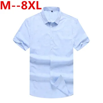 

10XL 8XL 2018 Summer Cotton Men Short Sleeve Shirts Solid Business Working Wear Casual Male Plus Size Shirts Casual Shirt Oxford