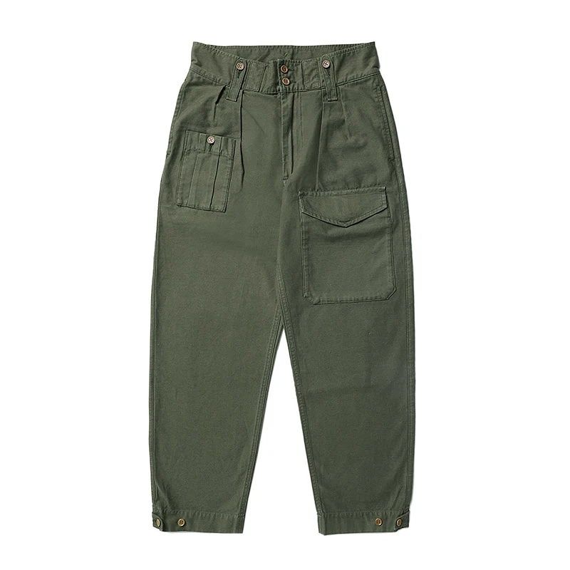 

Red Wind British Army Pants Vintage Deck Trousers Military Style Relaxed Fit High Rise