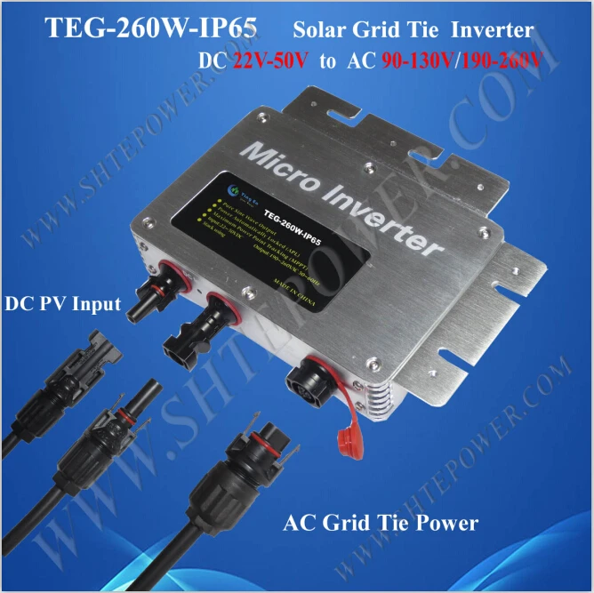 

Multiple parallel stacking solar 22-50v dc waterproof inverter 260w on grid