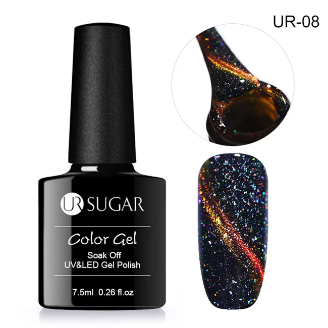 Ur Sugar 3D Магнитный Гель-лак для ногтей 7,5 мл голографический блеск кошачий глаз УФ-Гель-лак блестки замочить от УФ-Гель-лак для нейл-арта - Цвет: Holographic 8