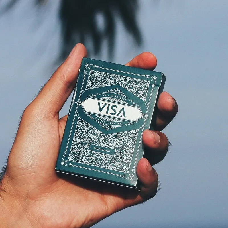 1 колода Visa синие или красные серебряные игральные карты покер размер USPCC