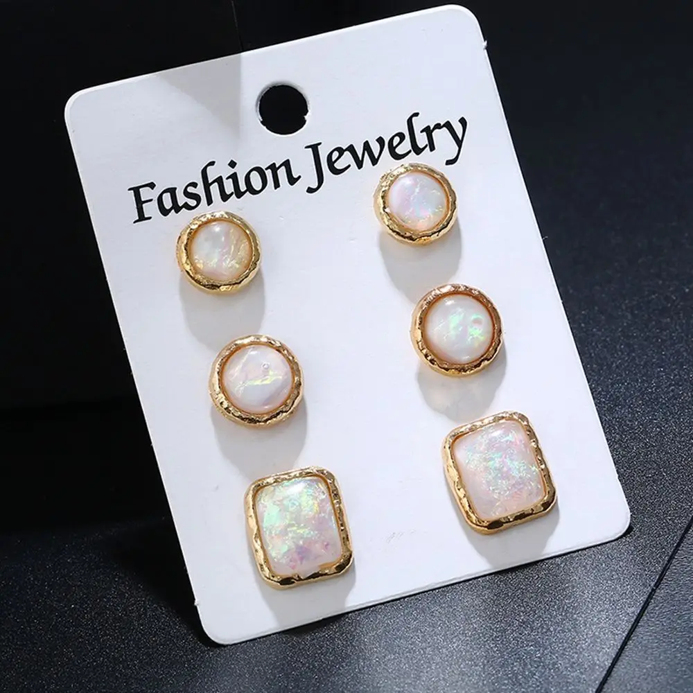 

3Pairs/set Fashion Summer Boho Jewelry Women Crystal Opal Earrings Set Cuff Ear Studs Fashion Jewelry Bohemia Earring Set