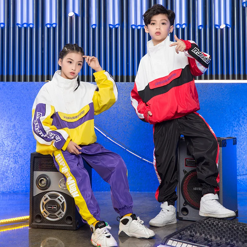 Simple Fashion Trend Hip Hop Costume for Boys Girls Stage Competition Ballroom Show Kids Street Dance Hiphop Jazz Suit Clothes