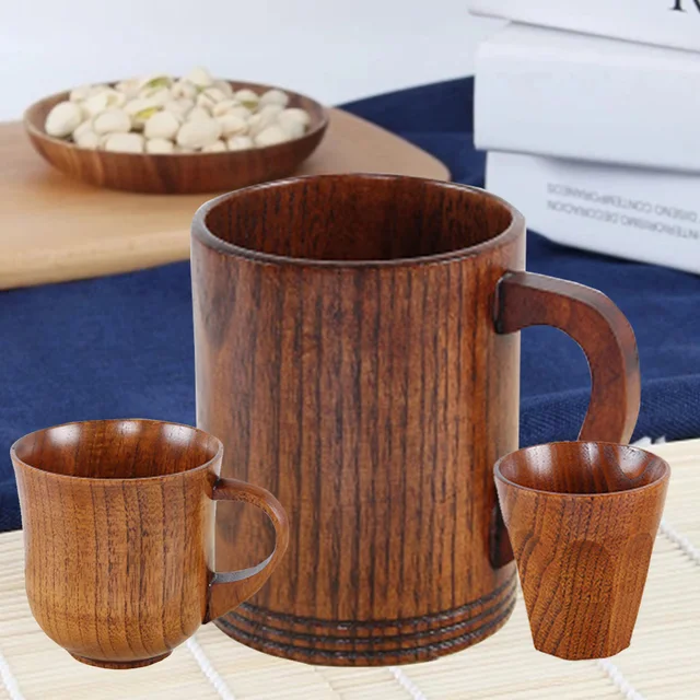 1PCS Japanese Wooden Cups Solid Wood Milk Creative Insulation Cup Drink