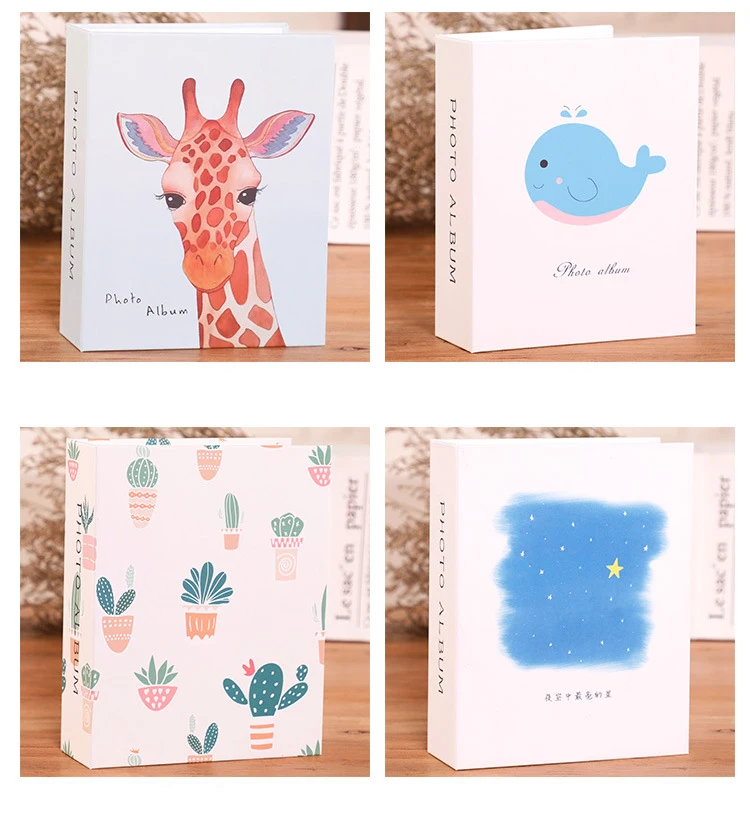 4D Big 6inches Children's Photo Album For 100 11.5x16.2cm Photos Interleaf Cartoon Animal Yearbook Birthday Gifts