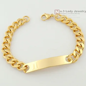 

Gokadima Mens Gold Color Stainless Steel Chain Blank ID Bracelet 2016 Fashion Jewelry,high quality, Hot Selling,WB001C