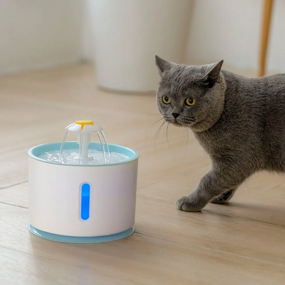 2.4L Capacity Automatic Cat Dog Electric Pet Drinking Fountain with LED Pet Bowl Drinking Water Dispenser Drink Filter Safe