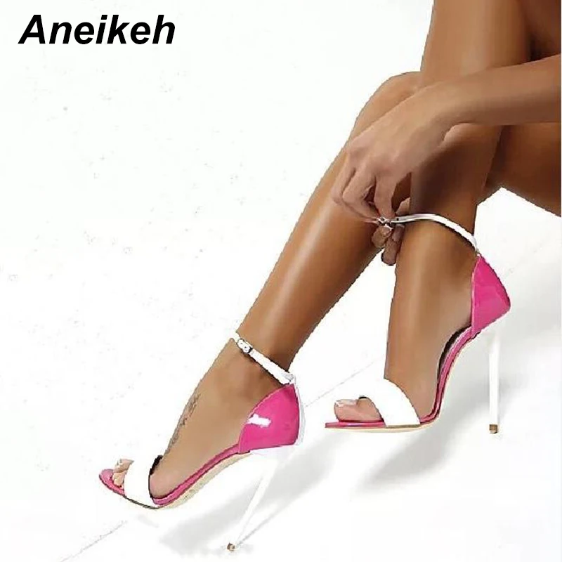 

Aneikeh Sandals Shoes Women 2018 Summe Open Toe Thin Heel Pumps Sandals Ankle Buckle Super high-heeled