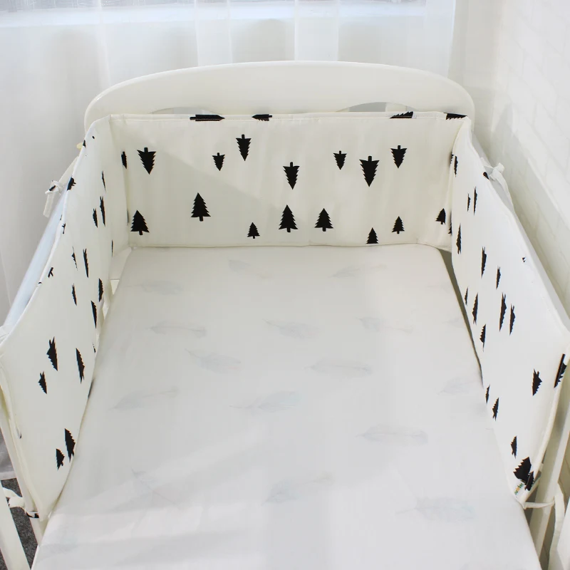 Детские бамперы в кроватку для новорожденных, хлопковый льняной бампер для детской кроватки, защитный чехол для детской кроватки, 5 цветов, длина 200 см - Цвет: Black Tree