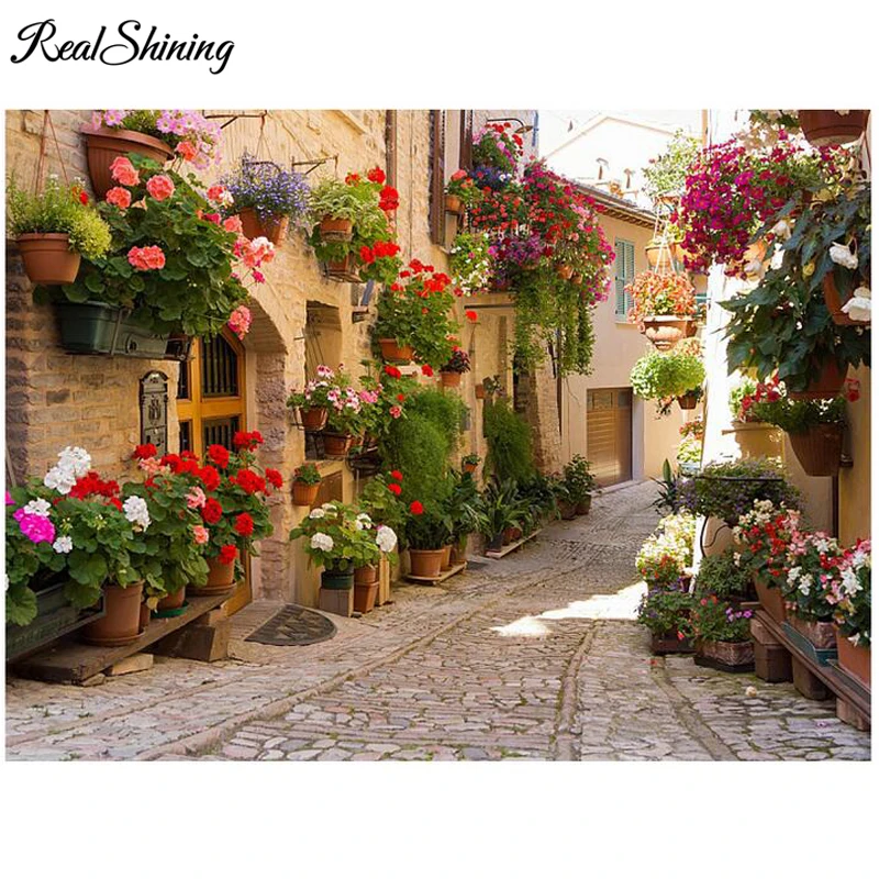 

Diamond mosaic City Flowers Landscape 5D Diamond Embroidery" DIY Diamond Painting full square round,kitchen room decor FS5423