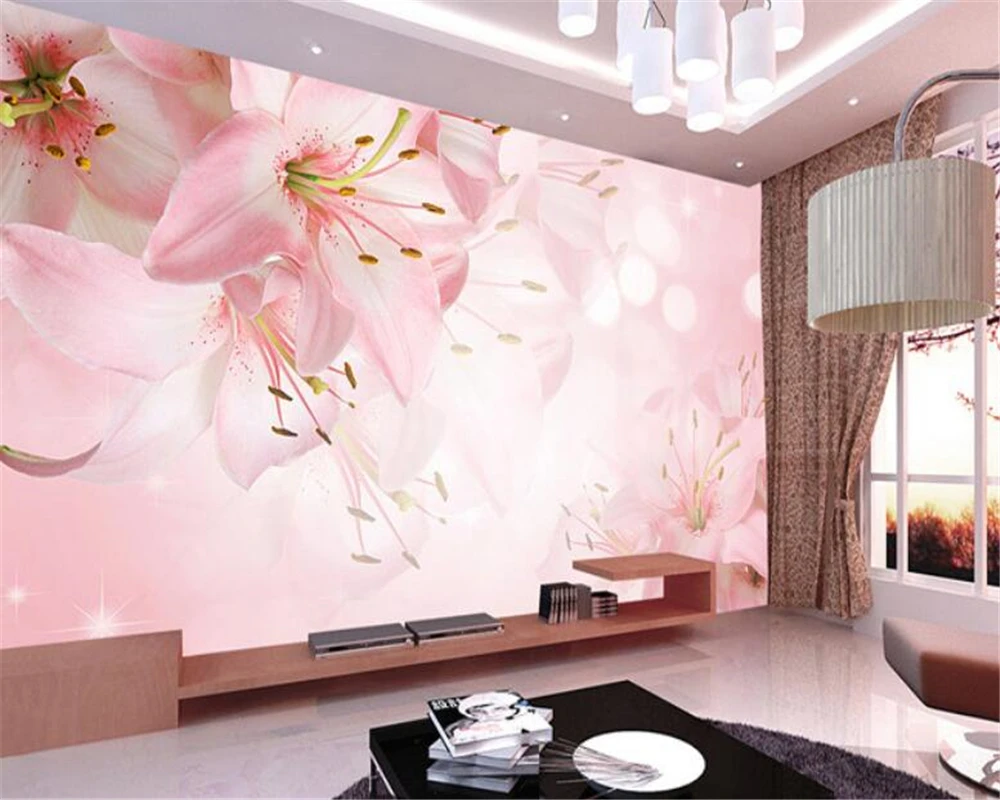 Custom home background decoration wall paper mural flower flower lily