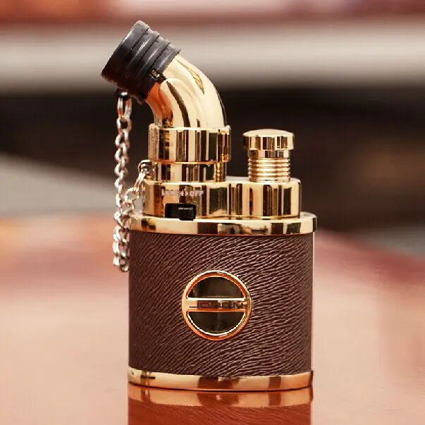 JOBON Champagne Leather Wrapped Metal Jet Torch Flame Cigar Cigarette