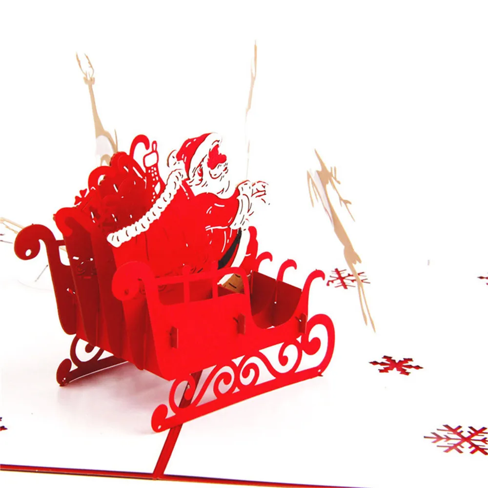 Праздничные вечерние 3D открытки, рождественские поздравительные открытки, подарок для ребенка, праздник, Прямая поставка, PJ1004
