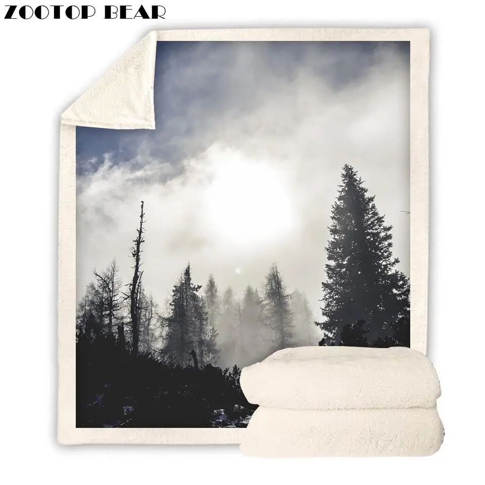 Hazy Tree 3D Print Throw Blanket Bedding Plush Sherpa Movie Game Kids Soft Portable Boy Quilt Office Brand Fashion Travel Picnic | Дом и сад