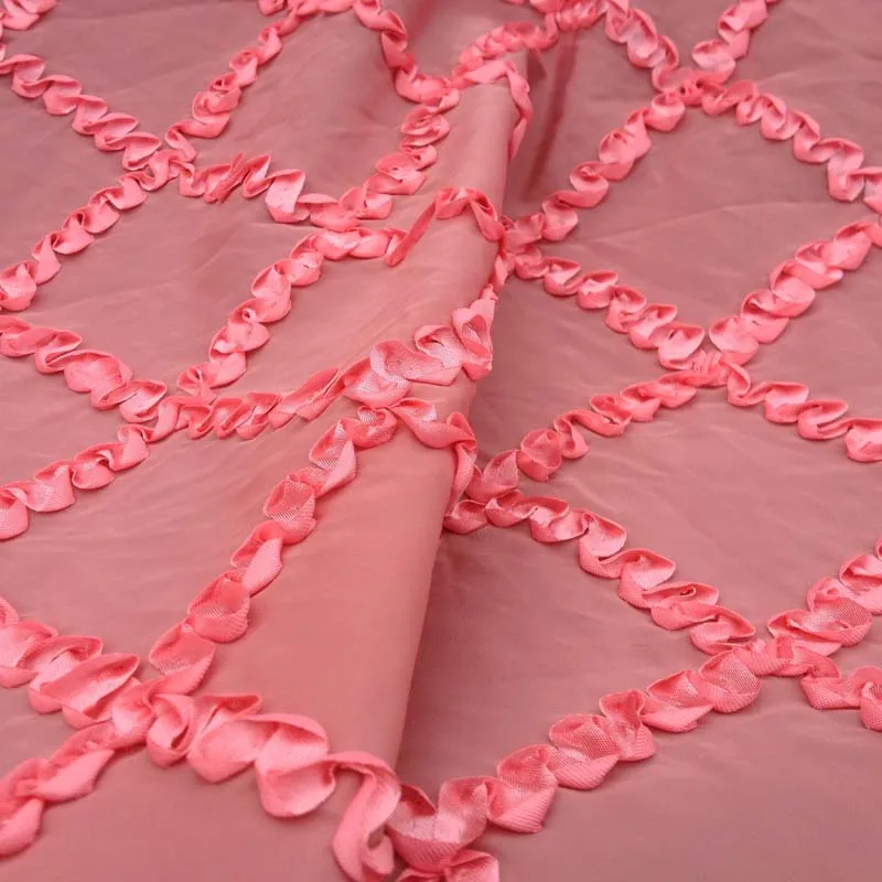 

1Yard 91*130cm,Pink Satin Ribbon Fabric Embroidered,Fabric for Table Cloth,Tissue Fabric for Dress Skirt,Wedding Diy Cloth