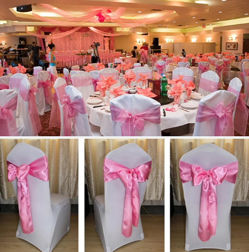 HAZY Wedding Satin Chair Sashes Bow Cover Sashes for Wedding Hotel Banquet Party Decoration Color17x275cm