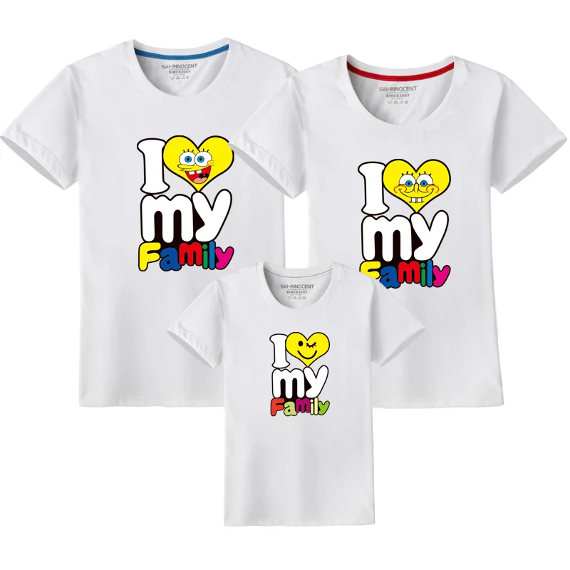 1 шт. одинаковые летние футболки с надписью I love My Family для папы мамы сына и дочки