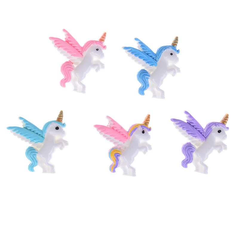

5pcs/lot Mini Cute Flatback Resin Unicorn Kawaii Resin Cabochons Accessoires Miniature Figurines Wholesale