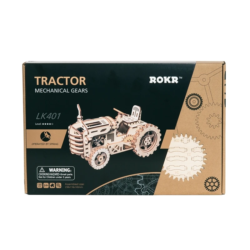 Robotime Tractor Model Building Kits Construction Set Gear Drive Clockwork Toy 