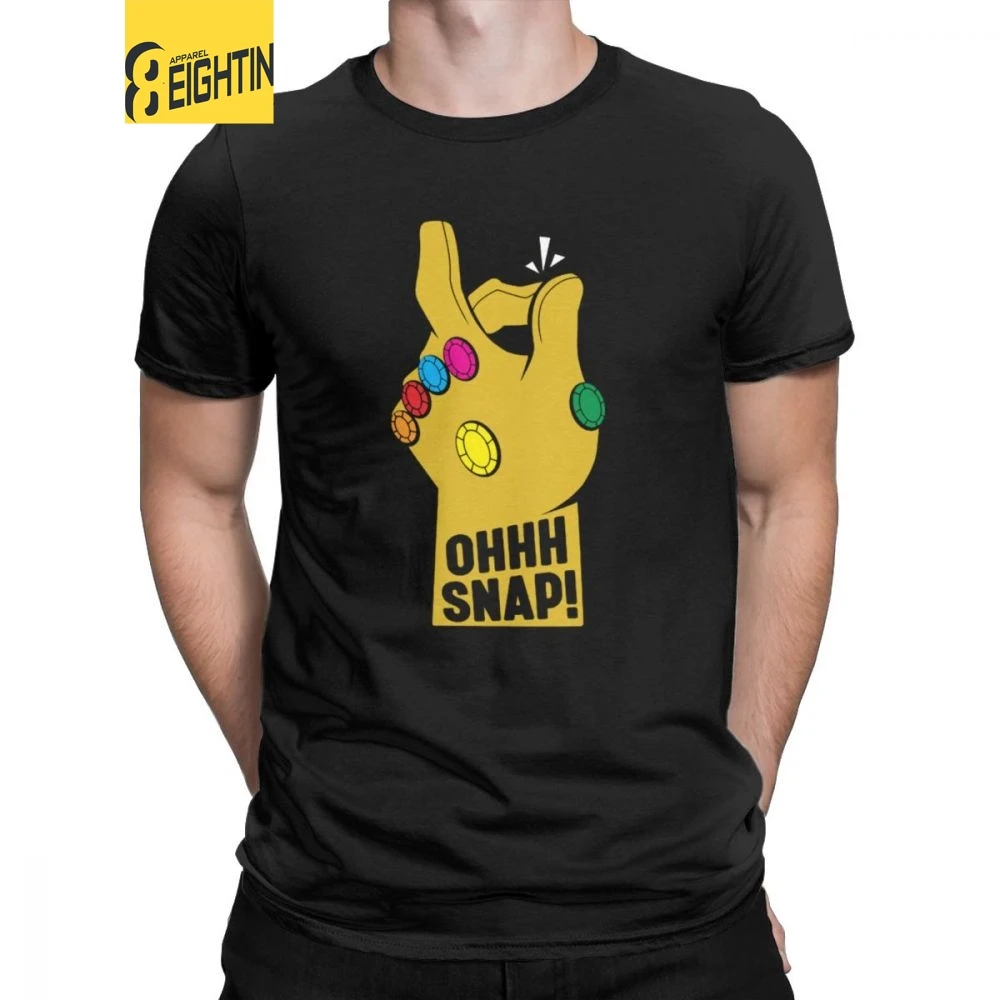 

Ohhh Snap T-Shirts Men Thanos T Shirt Iron Man Avengers Super Hero Comic Marvel Tee Shirt Funny Cotton Short Sleeve Plus Size