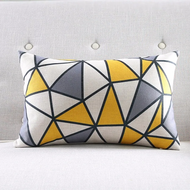 Желтое геометрическое декоративное хлопковое белье Чехол для подушки серая сетка с принтом дивана подушка для автомобильного кресла домашний декор наволочка