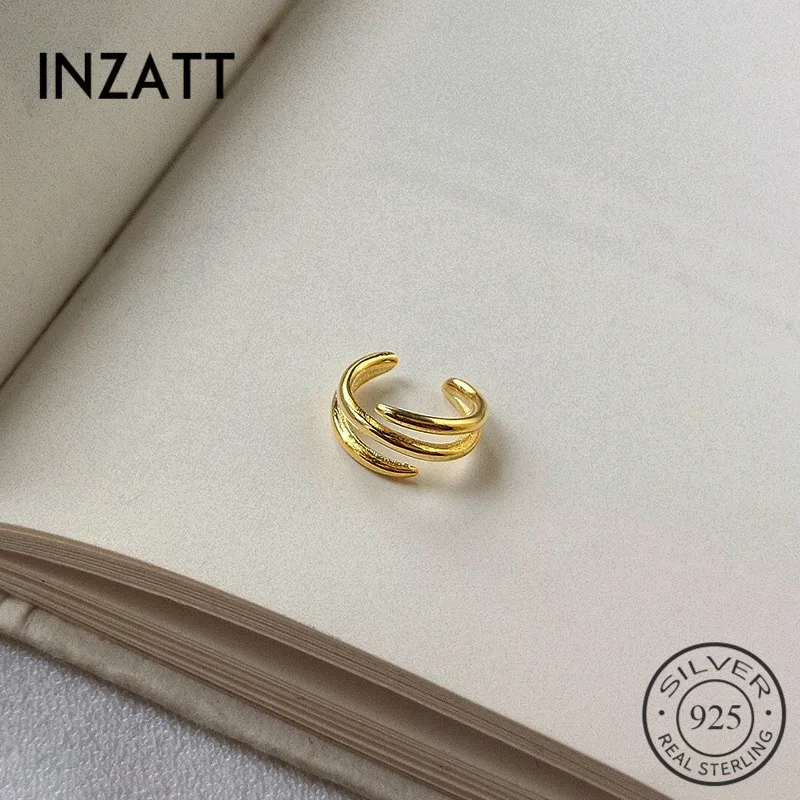 INZATT, настоящее 925 пробы, серебряные, минималистичные, Геометрическая линия, серьги-клипсы для модных женщин, вечерние, необычные серьги, хорошее ювелирное изделие