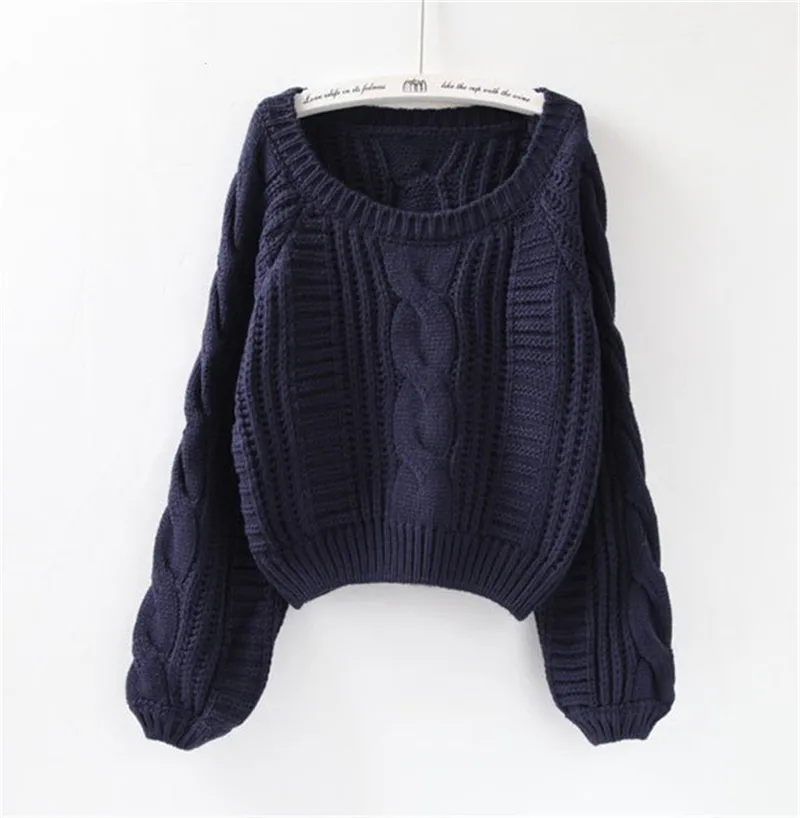 Harajuku Women's Pull Sweaters 2019 New purple Jumpers Candy Color Knotting Roupas femininas Chic Short Sweater Twisted Pull