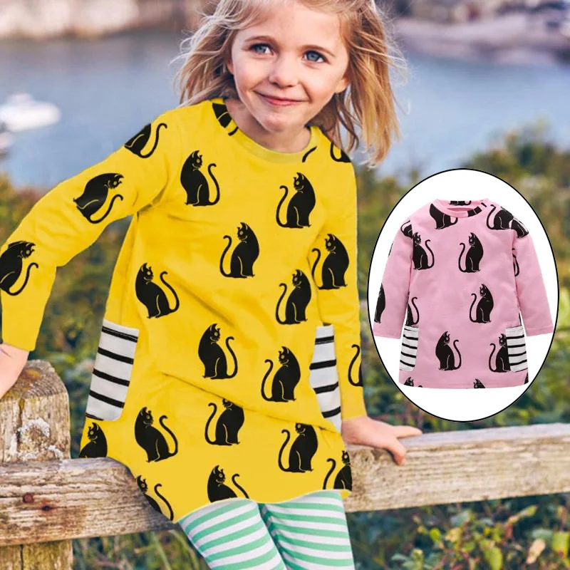 

Long Sleeve Cute Dress Baby Girls Clothes 2018 Brand Winter Kids Dresses for Girls Animal Applique Princess Dress Christmas Gift