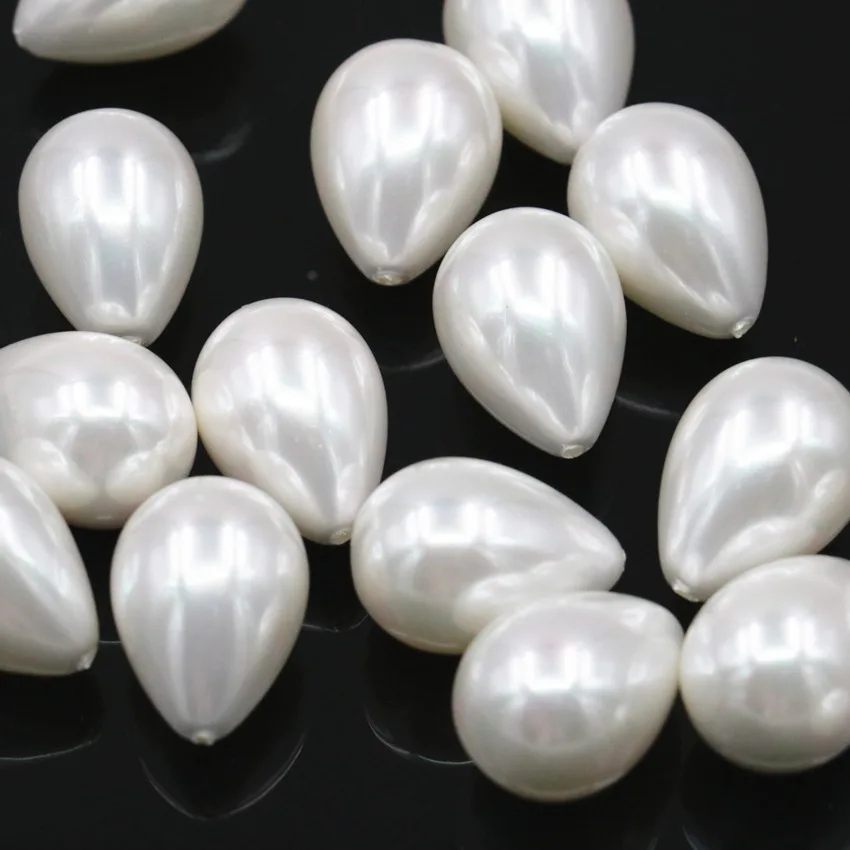 

15x21mm Natural Shell Pearl Teardrop Half Drilled Hole fit DIY Earring Dangle Beads 2pcs Semi-finished Drop Jewelry Finding A344