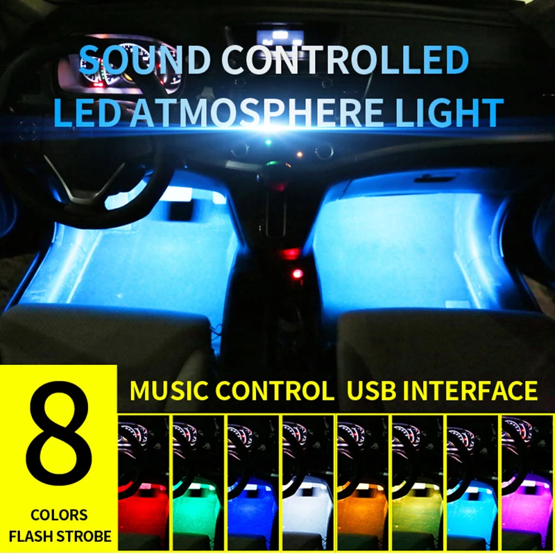 

PAL Car styling Wireless Remote/Music/Voice Control Interior Decoration Light Atmosphere Lamp For Hyundai Chevrolet Subaru Kia