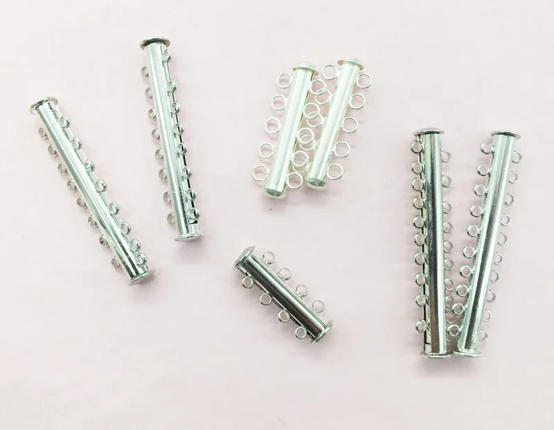 

Factory wholesale 50pcs 2/3/4/5/6/8/10 Rows Silver Strong Magnetic Clasps For Necklace Bracelet Chain Rhodium Plated Buckle Hook