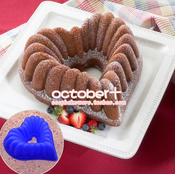 

Fancy Heart Pan Cake Silicone Mould Microwave Silicone bakeware oven baked bread mould 10.5 inches