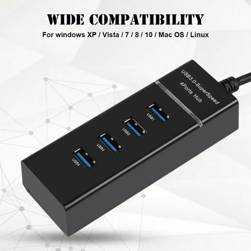 4 Порты и разъёмы USB3.0 концентратор зарядная док-станция 5 Гбит/с зарядки HUB адаптер для телефона/планшета/ПК