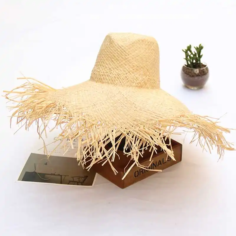 WZCX кисточкой сплошной цвет широкими полями повседневное соломенная шляпа мода прилив козырек летние женские пляжная шляпа