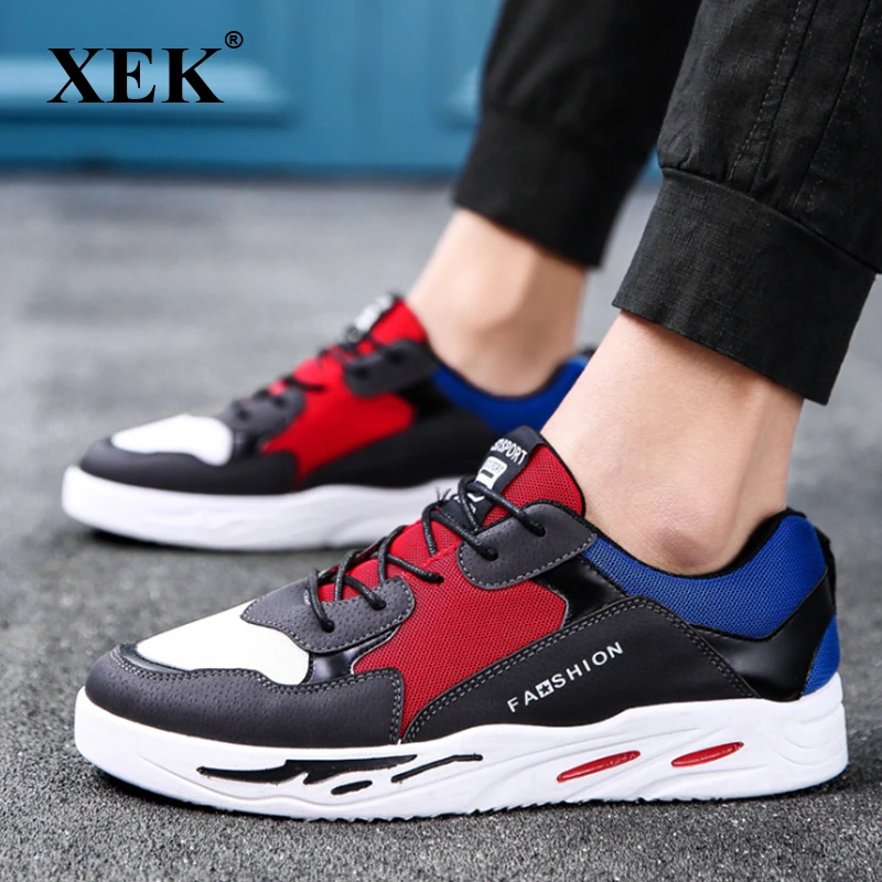 

XEK 2019 new spring fashion men sneakers platform breathable mesh casual shoes comfortable vulcanized shoes male ZLL662