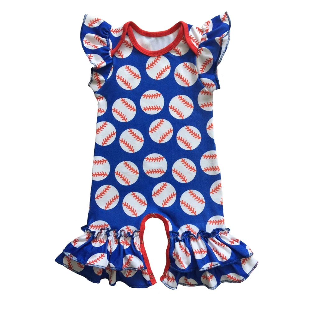 custom print Infant clothes summer football red blue baseball season