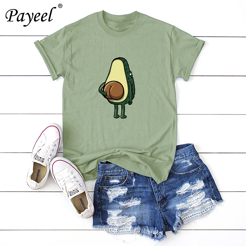 

2019 Women T Shirt Summer Tshirt Cotton Casual T-Shirt Womens Harajuku Avocado Plus Size Tops Female Tees Shirts For Woman Top