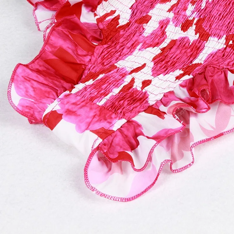 TWOTWINSTYLE принт сексуальный комплект из двух предметов для женщин квадратный воротник фонарь рукав укороченный топы с высокой талией тонкие шорты женский костюм Лето