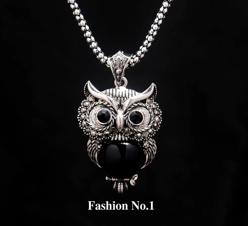 Набор украшений для женщин. Ожерелье, браслет, серьги в форме совы. Посеребренное, имитация бирюзы