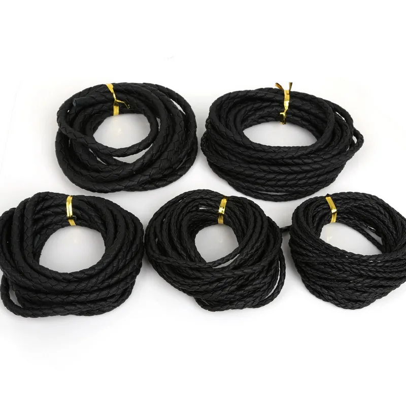 2 5Meter 3mm 4mm 5mm 6mm 7mm Black Round PU Leather Cord Rope String Thread For DIY Necklace