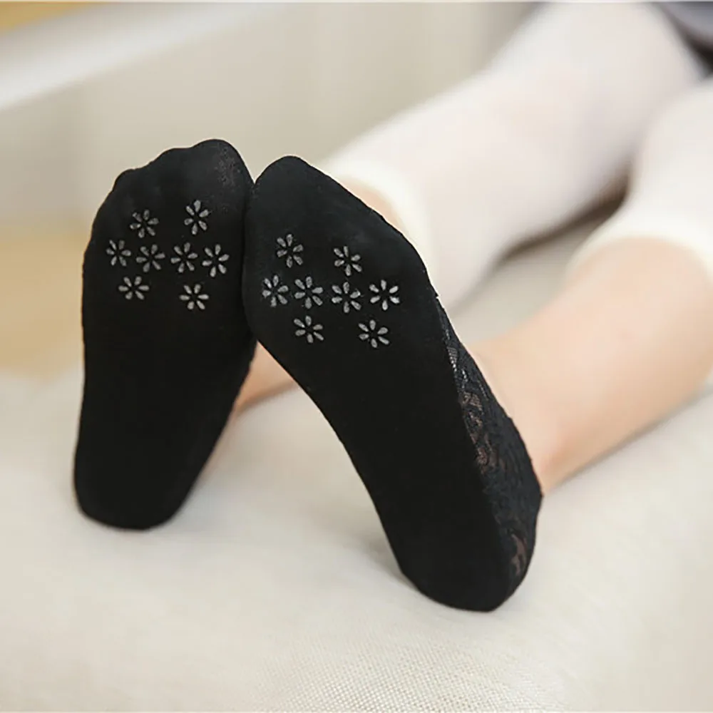 Высококачественные носки-лодочки с цветочным рисунком женские кружевные невидимое нескользящее покрытие ультратонкие эластичные носки с