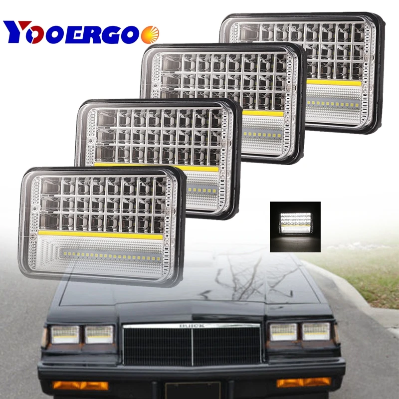 

73W 4x6'' 6X7" LED Projector Headlight Hi-Lo Beam DRL For Jeep Cherokee XJ 4PCS