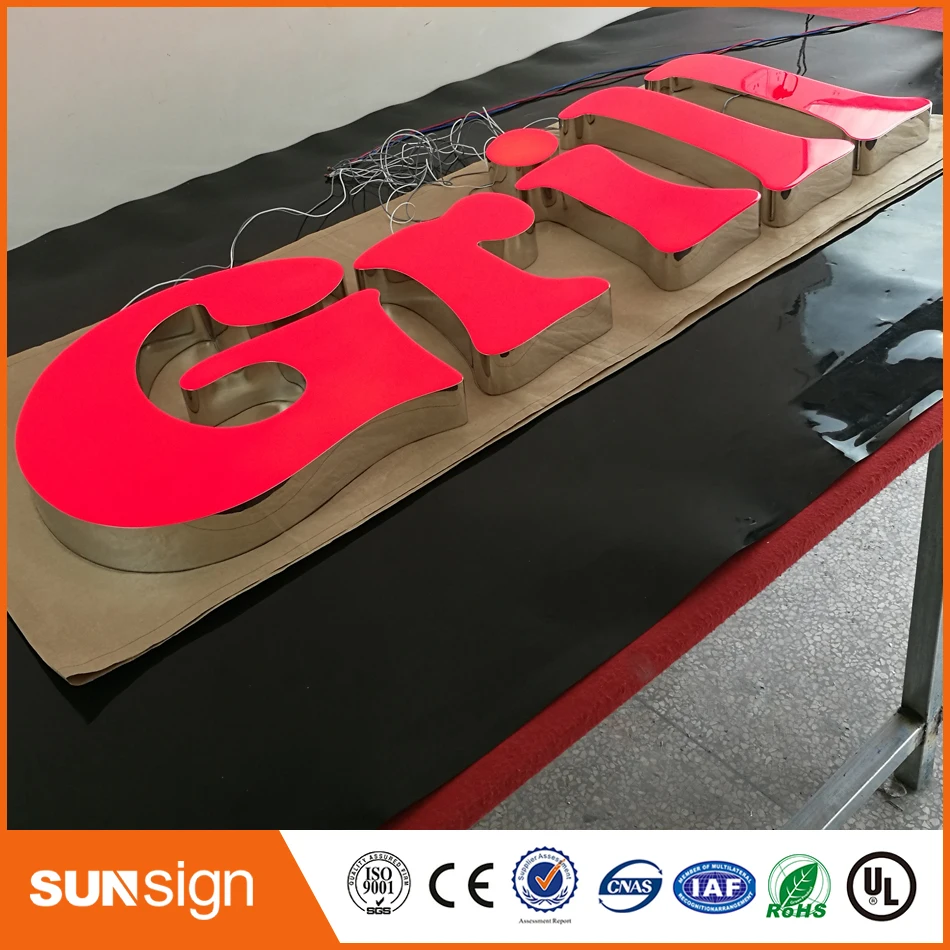 Пользовательский бизнес наружная реклама 3d буквенный светильник светодиодный